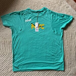 Hoka Men's Turquoise and Yellow Tee